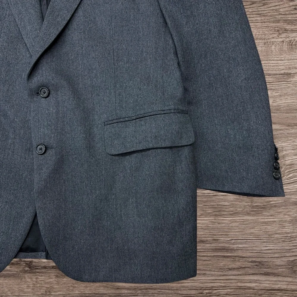 Burberrys Vintage Mens Pure Wool Blazer Sport Coat Charcoal Gray USA Made 44R